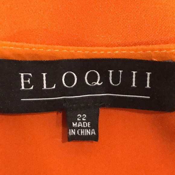 Eloquii Blouse Size 22 Pumpkin Spice Orange Pleated Short Sleeve Top - Picture 5 of 10